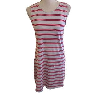Market & Spruce Grey with Red Stripes "Alison" Sleeveless Knit Twist Back Dress